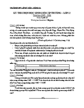 Đề và đáp án thi học sinh giỏi cấp trường Lịch sử lớp 12 - Năm học 2015-2016 - Trường THPT Lê Quý Đôn